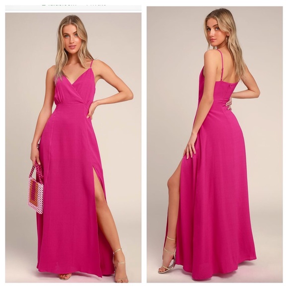 Lulu's Dresses Lulus Evening Of Splendor Hot Pink Maxi Dress Poshmark